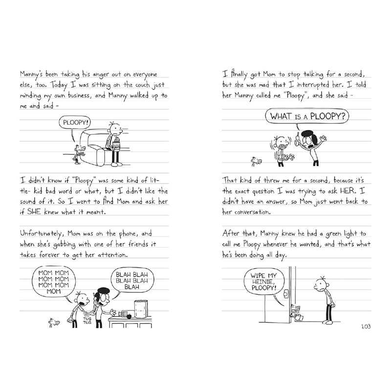Diary of a Wimpy Kid book page with illustrations and text by Jeff Kinney