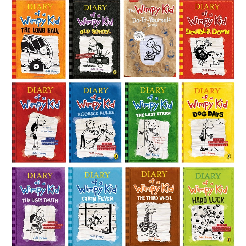 Diary of a Wimpy Kid 12 Book Collection front covers by Jeff Kinney