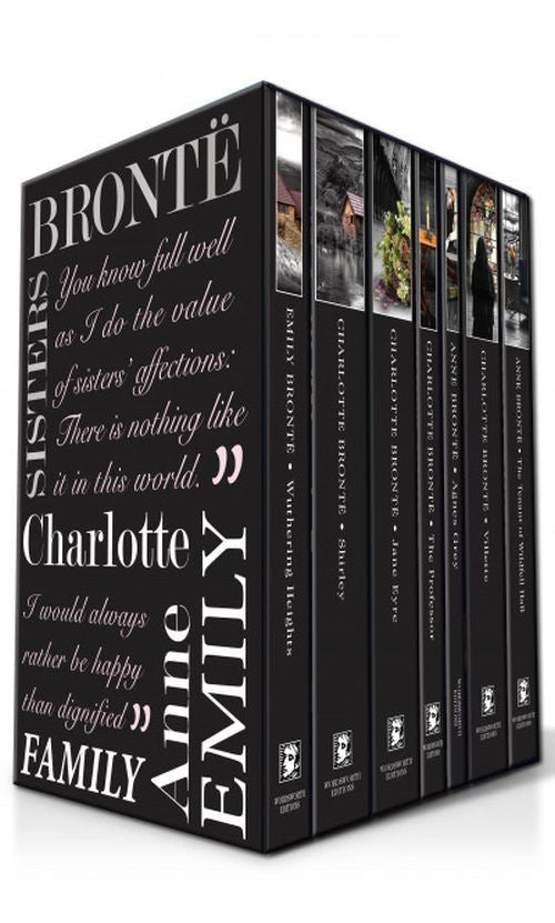 Set of books titled 'Bronte Family' with black and white design