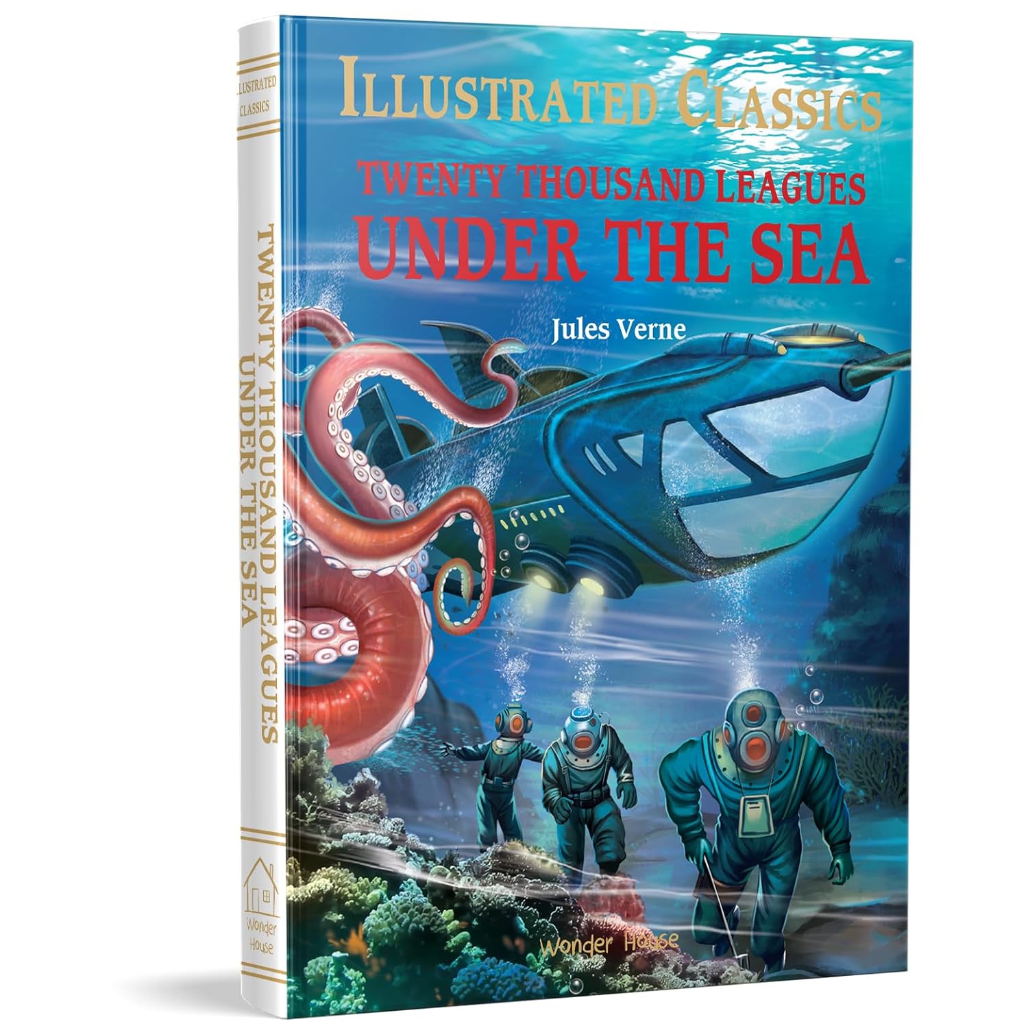Twenty Thousand Leagues Under The Sea: Illustrated Abridged Children Classic English Novel With Review Questions (Hardback) - Jules Verne