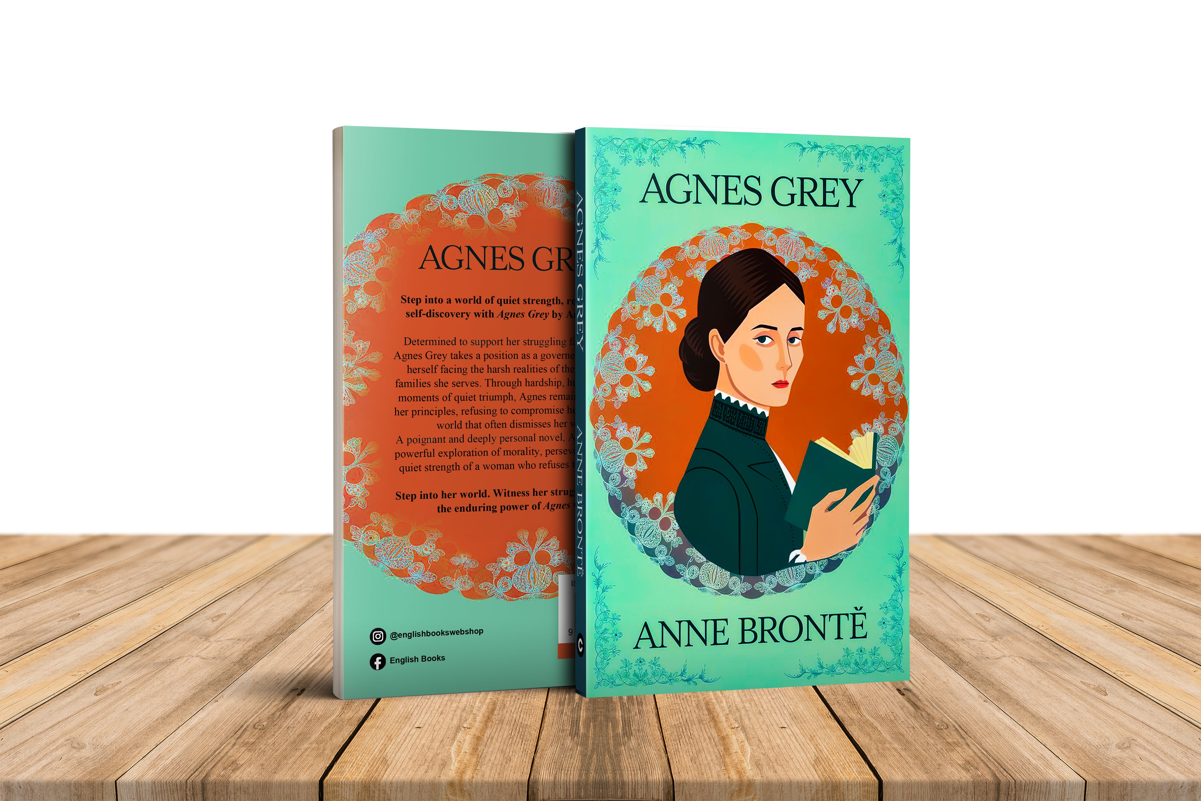 Book titled 'Agnes Grey' by Anne Bronte on a wooden surface