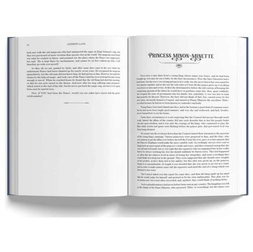 Open book with text and a title on a white background
