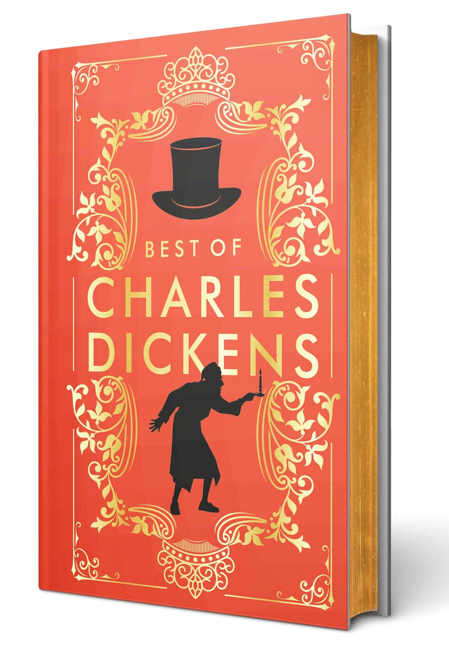 Book cover of 'The Best of Charles Dickens' with decorative elements on a red background