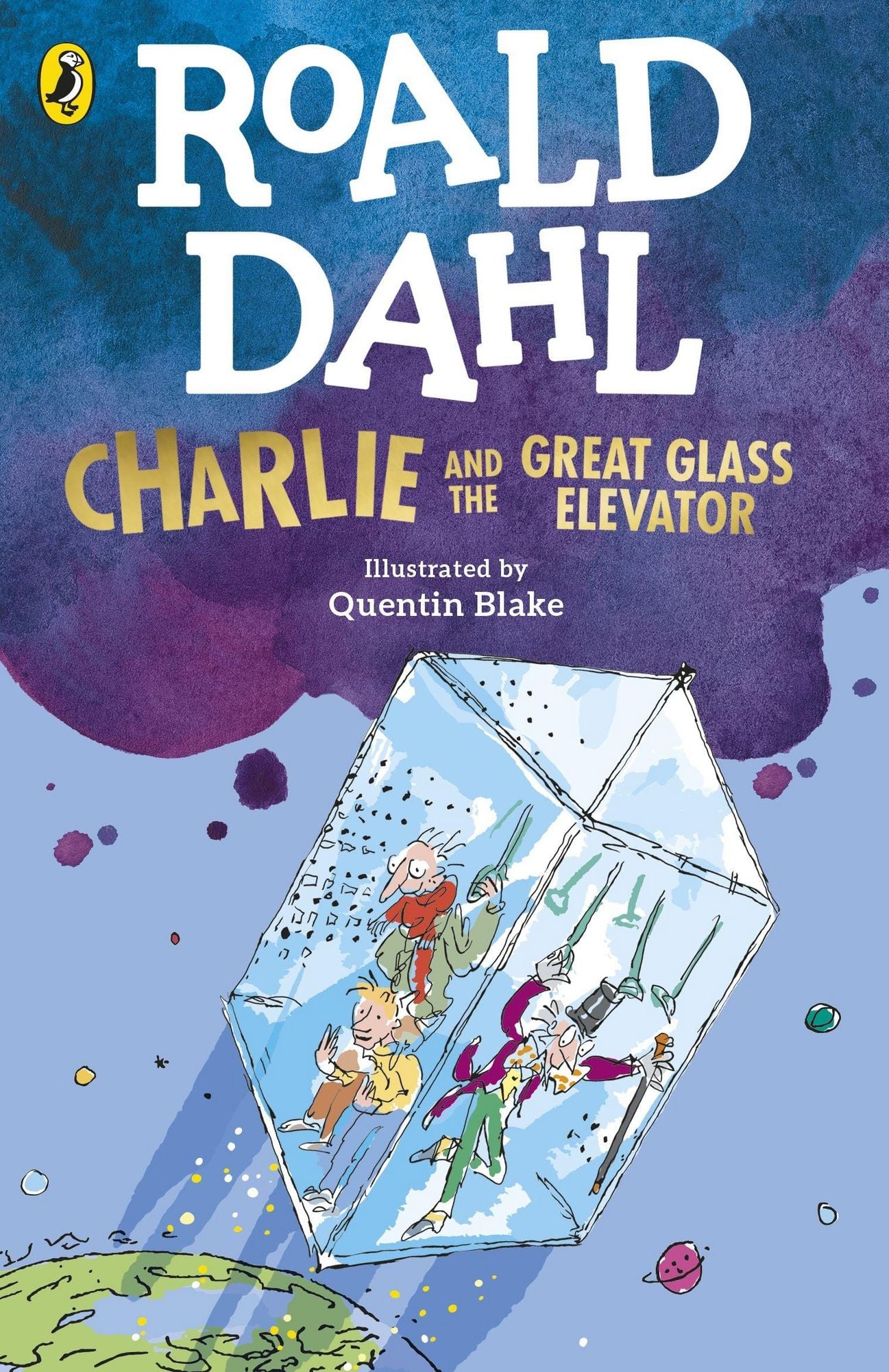Book cover of 'Charlie and the Great Glass Elevator' by Roald Dahl with a colorful design.