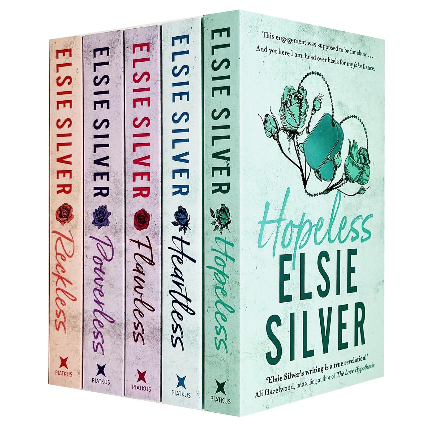 Set of books by Elsie Silver with colorful covers on a white background