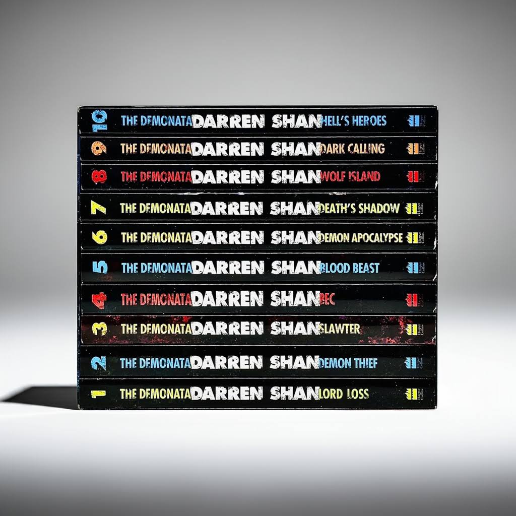 Darren Shan Demonata Series – 10 Books Stacked Spine View on White Background