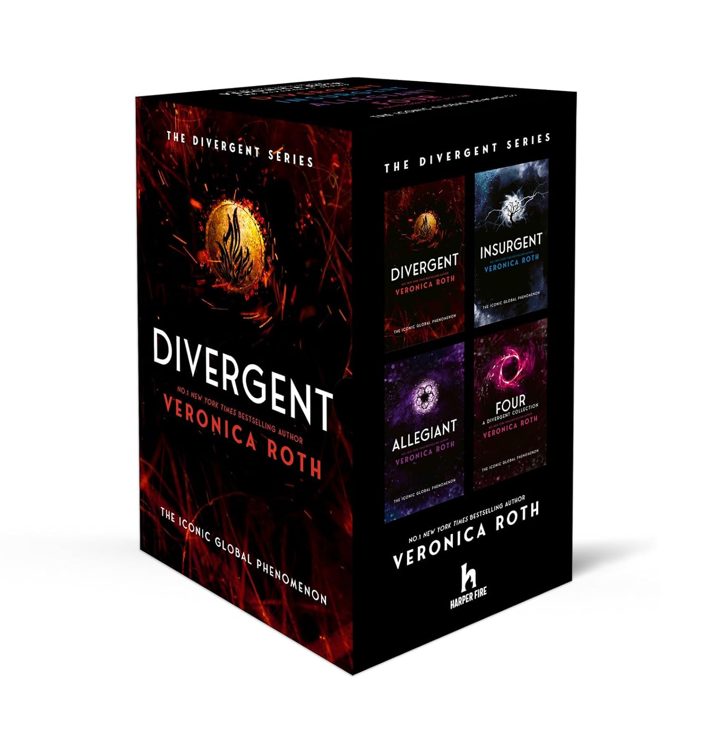 Divergent Series Box Set by Veronica Roth – Includes Divergent, Insurgent, Allegiant and Four – Young adult dystopian fiction collection