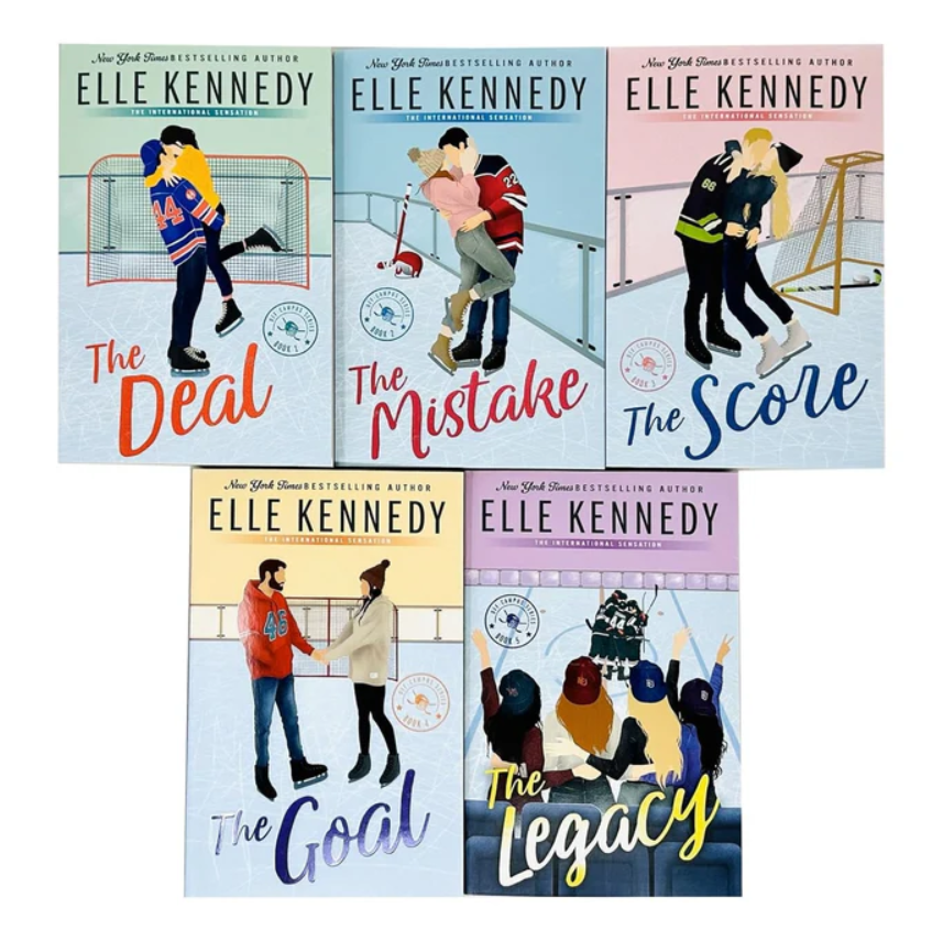 Five book covers by Elle Kennedy arranged in a grid on a white background.