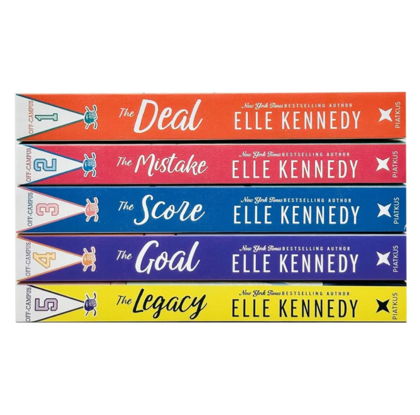 Five books from the Off-Campus series by Elle Kennedy on a white background