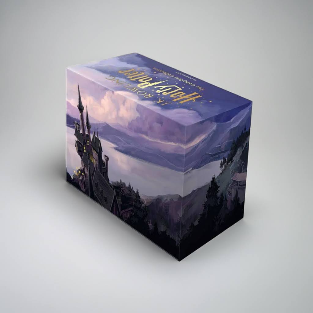 Harry Potter paperback book set closed, displayed on a clean white studio surface