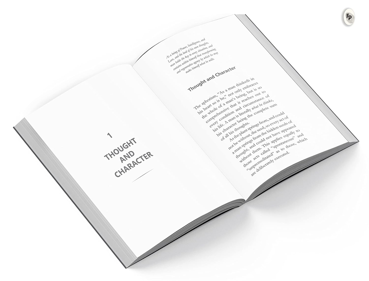 Open book with text on a white background