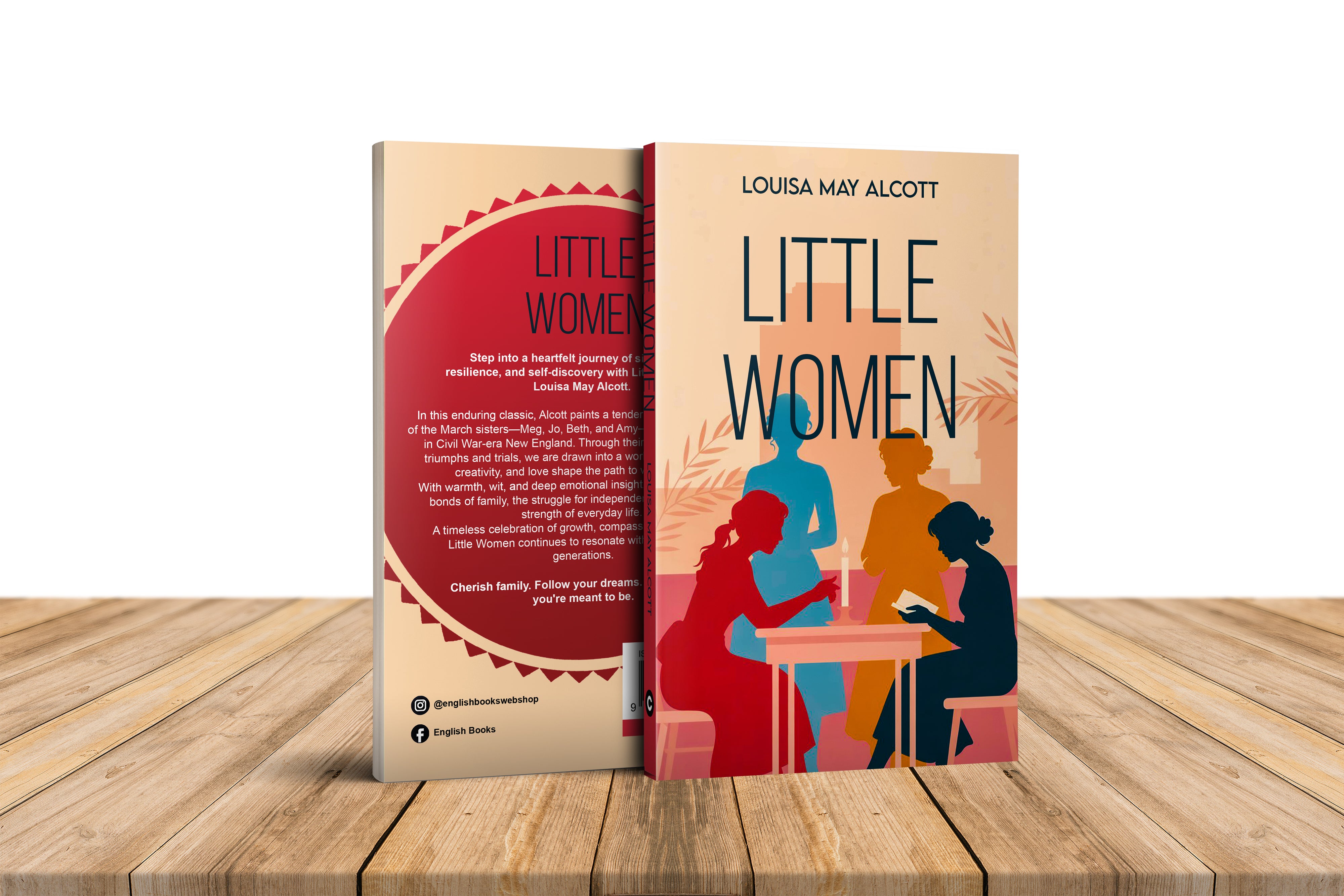 Book titled 'Little Women' by Louisa May Alcott on a wooden surface