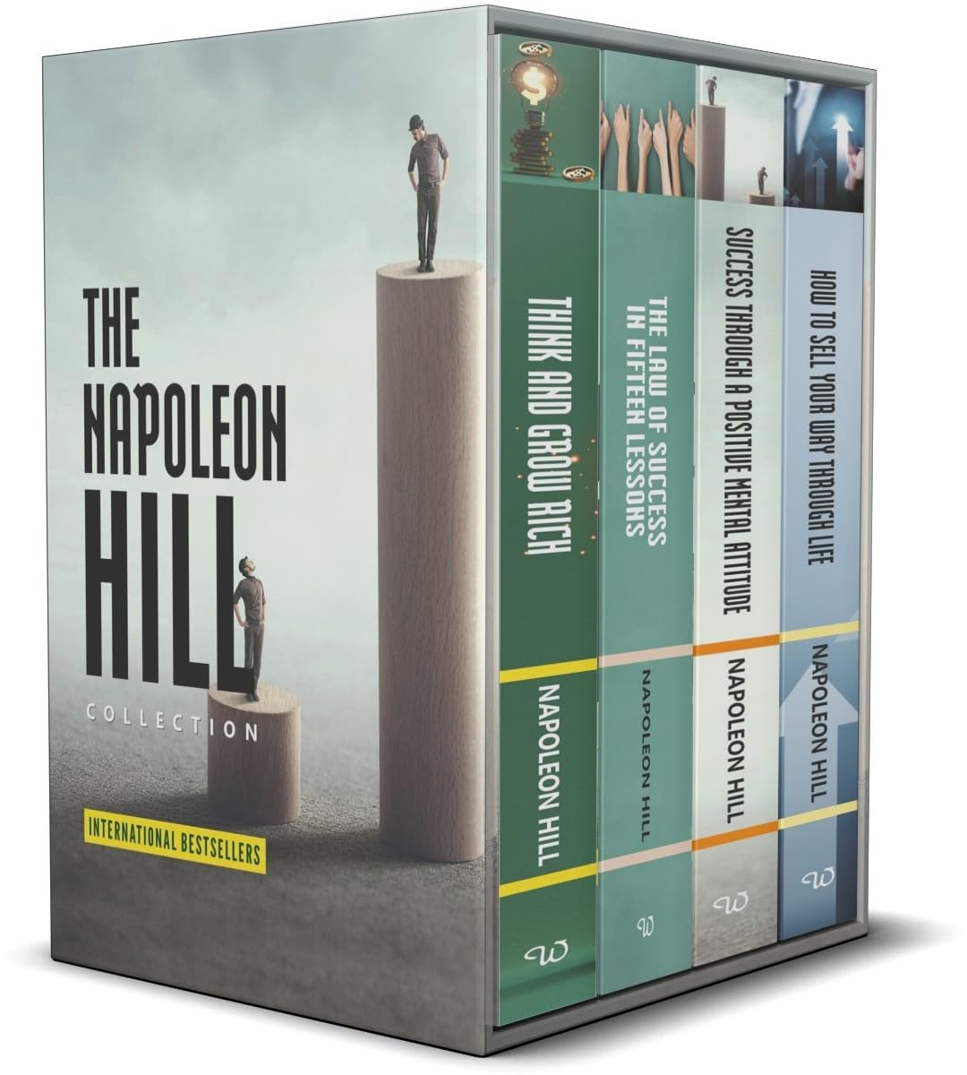 The Napoleon Hill Collection box set with four books visible in the front cover, shown on a plain white background.