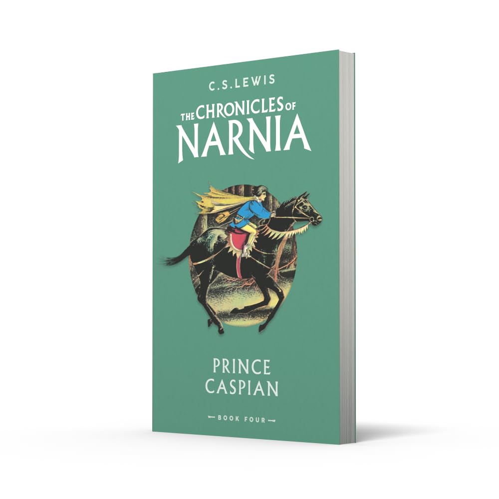 Book cover of 'Prince Caspian' from 'The Chronicles of Narnia' series by C.S. Lewis on a white background.