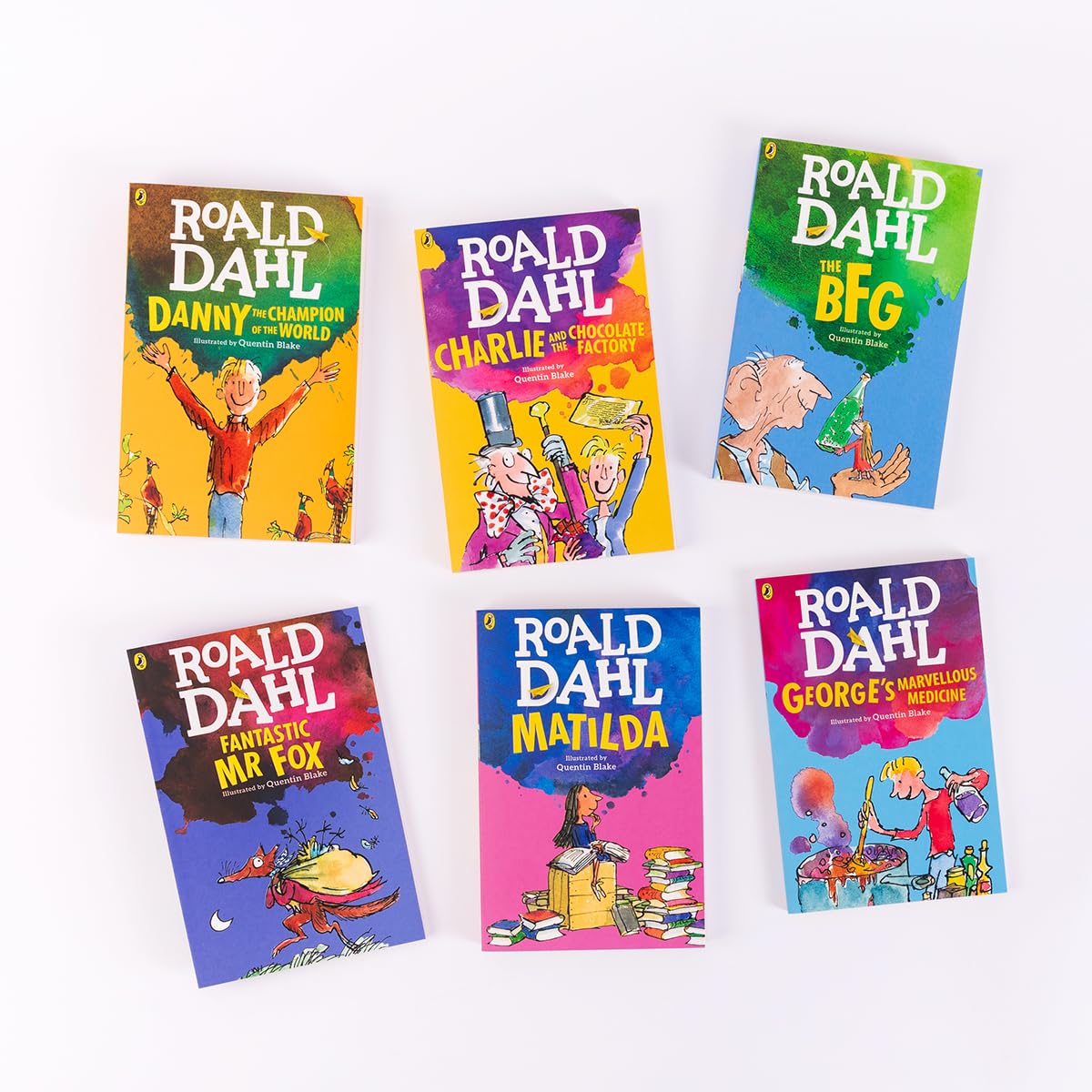 Collection of Roald Dahl books on a white background