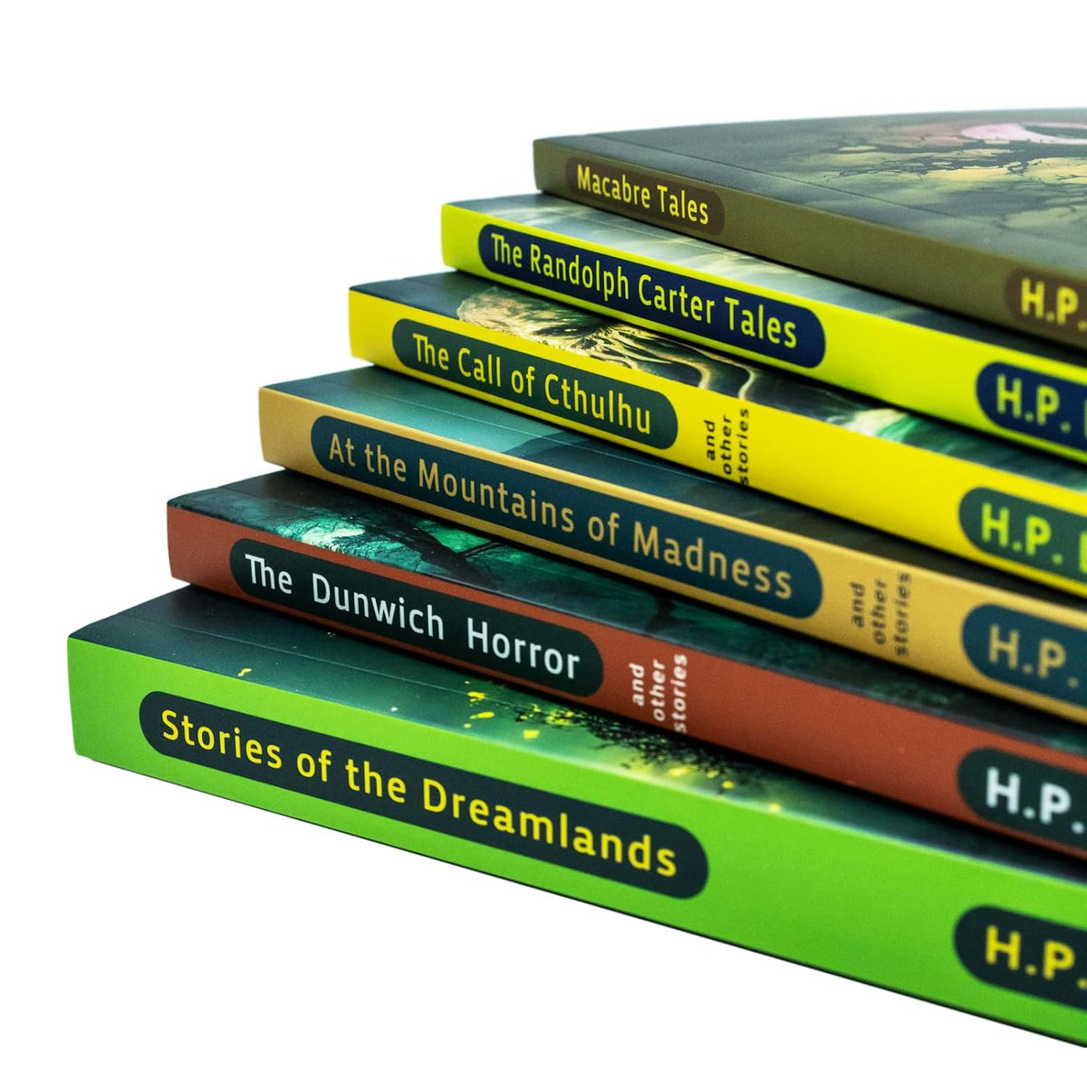 A stack of five hardcover books from the H.P.