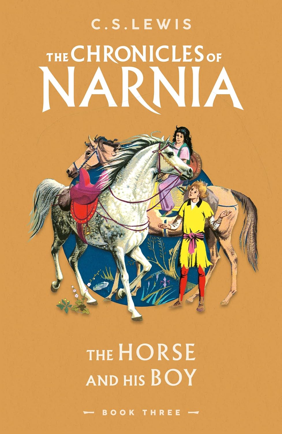 Book cover of 'The Chronicles of Narnia: The Horse and His Boy' with characters on horses.