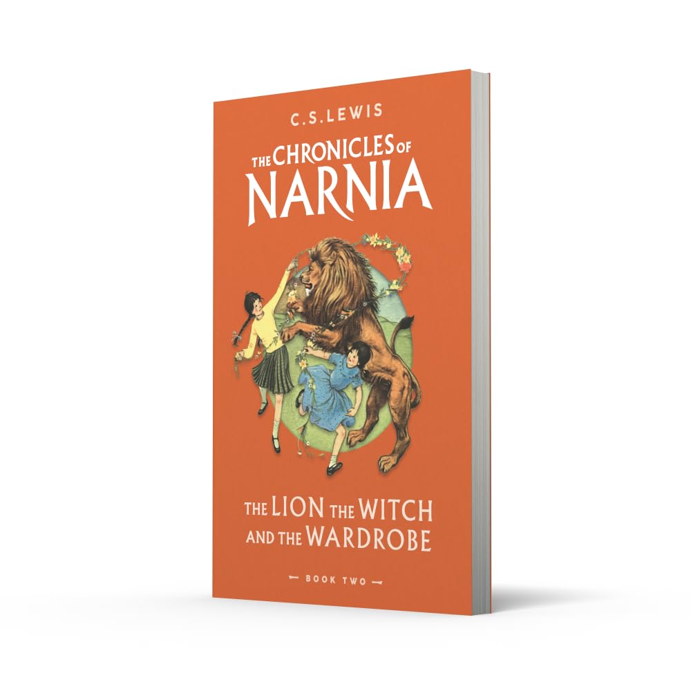 Book cover of 'The Lion, the Witch and the Wardrobe' from 'The Chronicles of Narnia' series by C.S. Lewis.