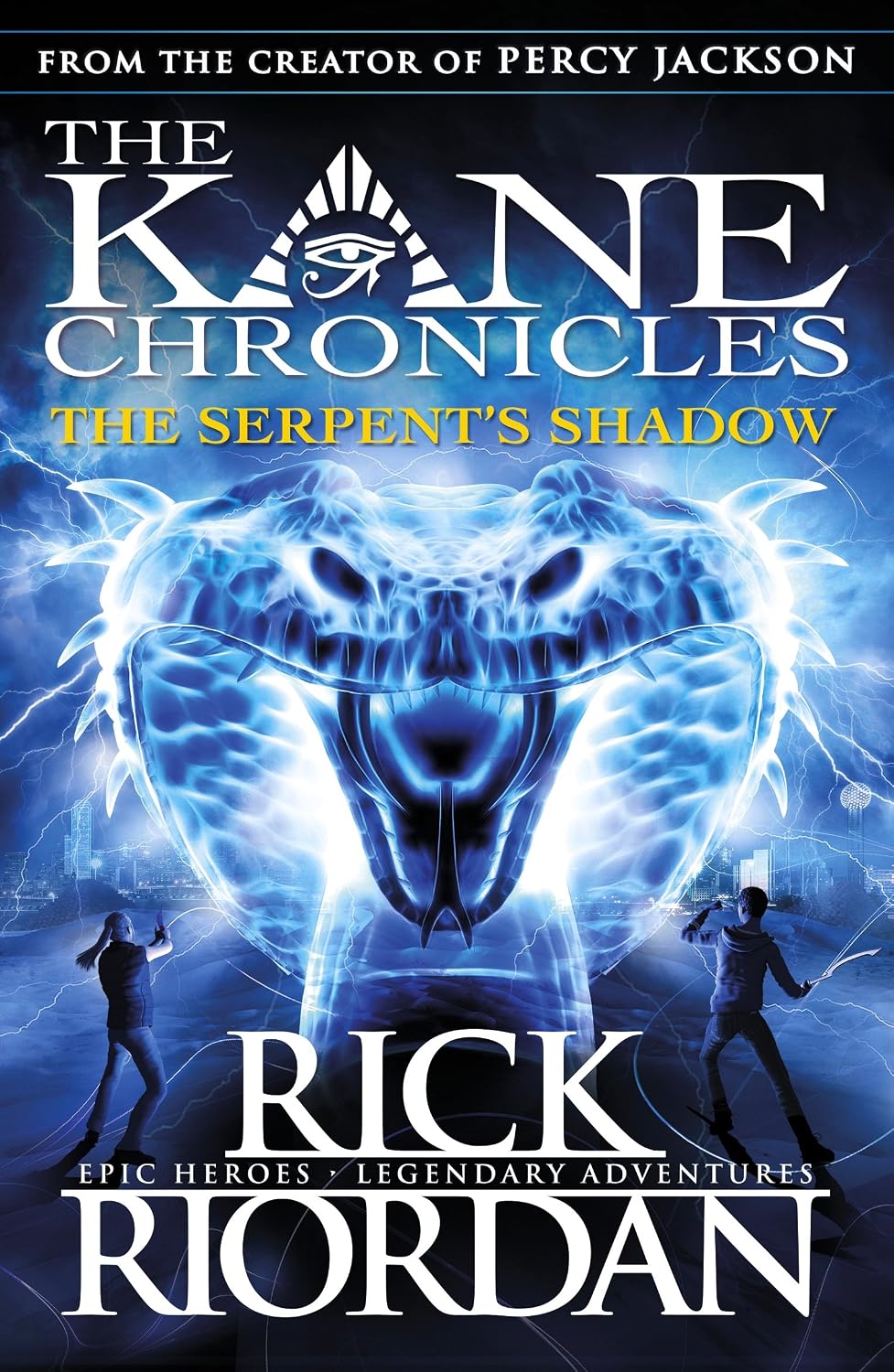 Book cover of 'The Serpent's Shadow' from 'The Kane Chronicles' series by Rick Riordan