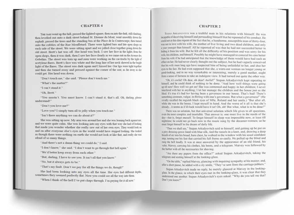 Open book with text on a white background