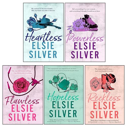 Collection of book covers by Elsie Silver with colorful designs and character illustrations.