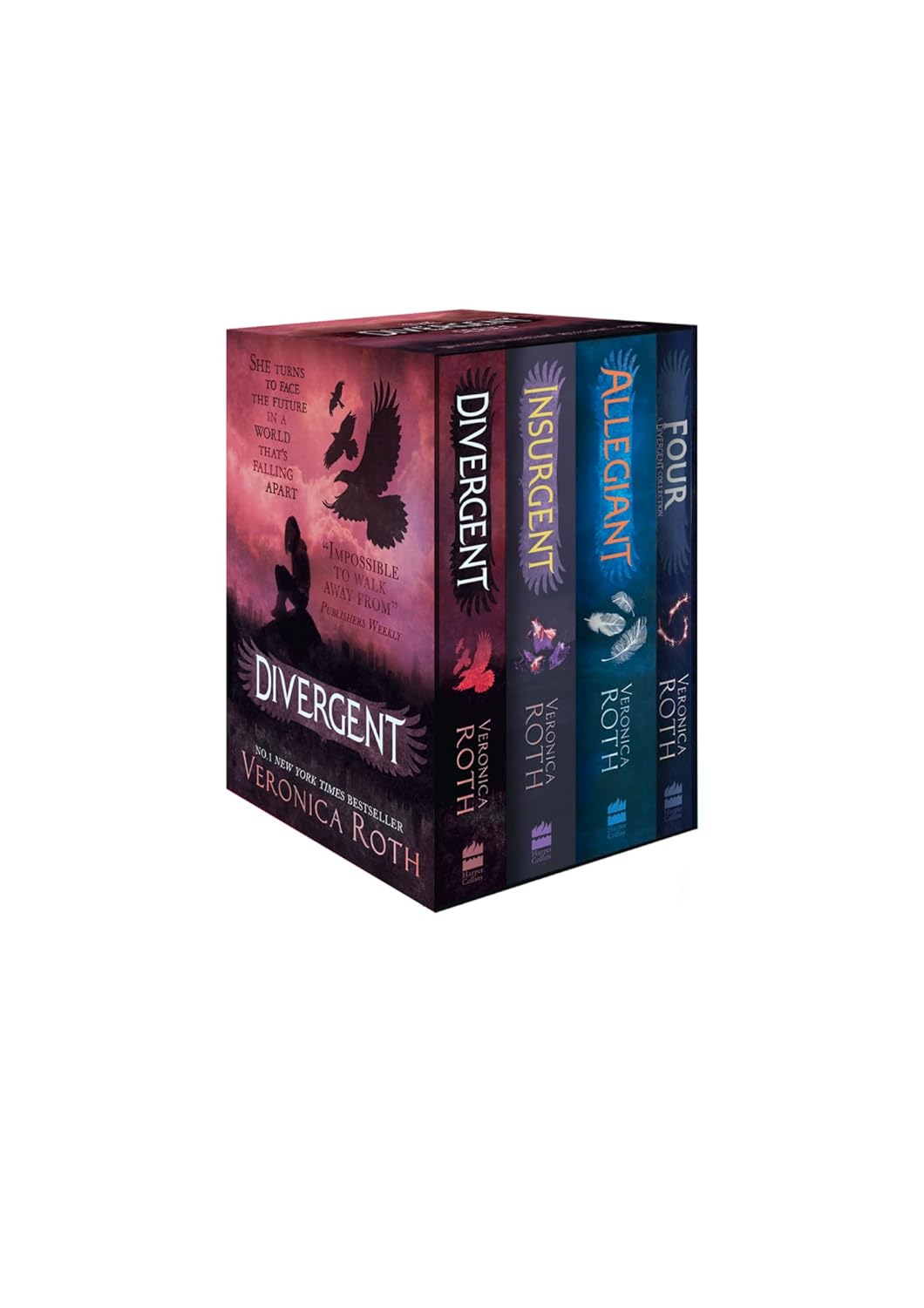 Box set of 'Divergent' series books on a white background