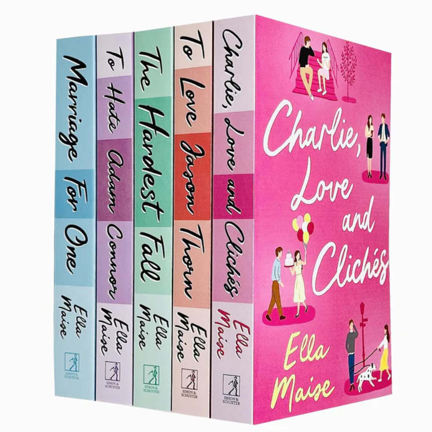 Set of book covers by Ella Maise on a white background