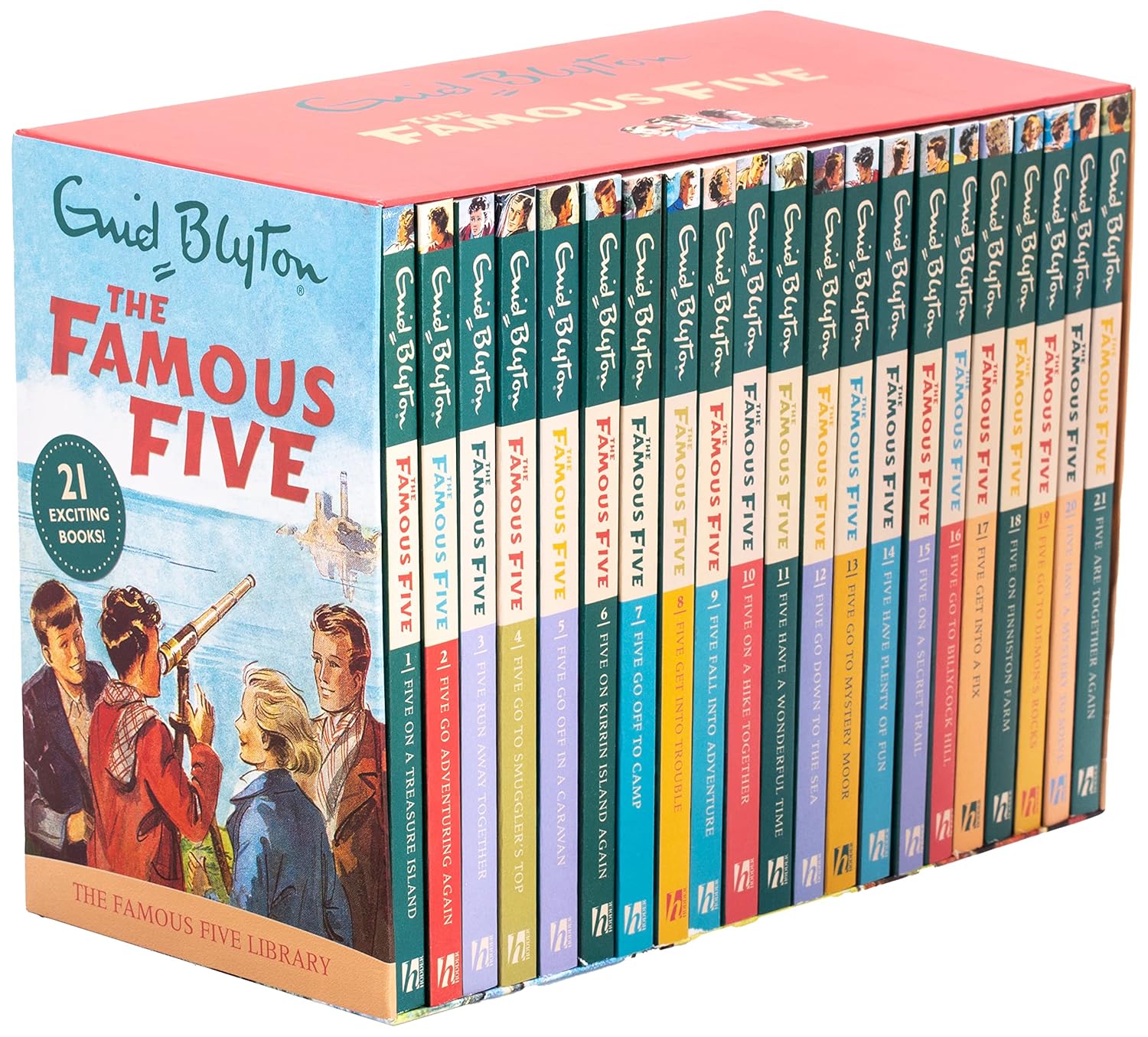 Famous Five 21 Book Collection by Enid Blyton box set front cover