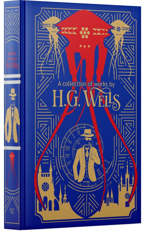 Book cover of H.G. Wells collection with blue and red design