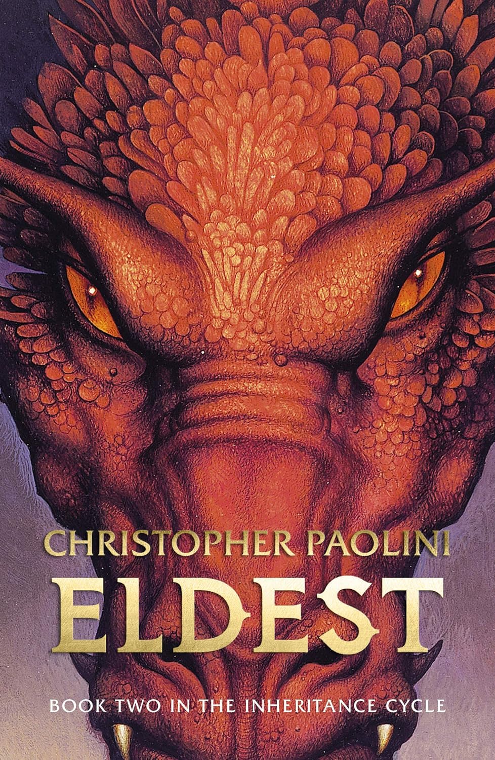 Book cover of 'Eldest' by Christopher Paolini featuring a dragon's head.