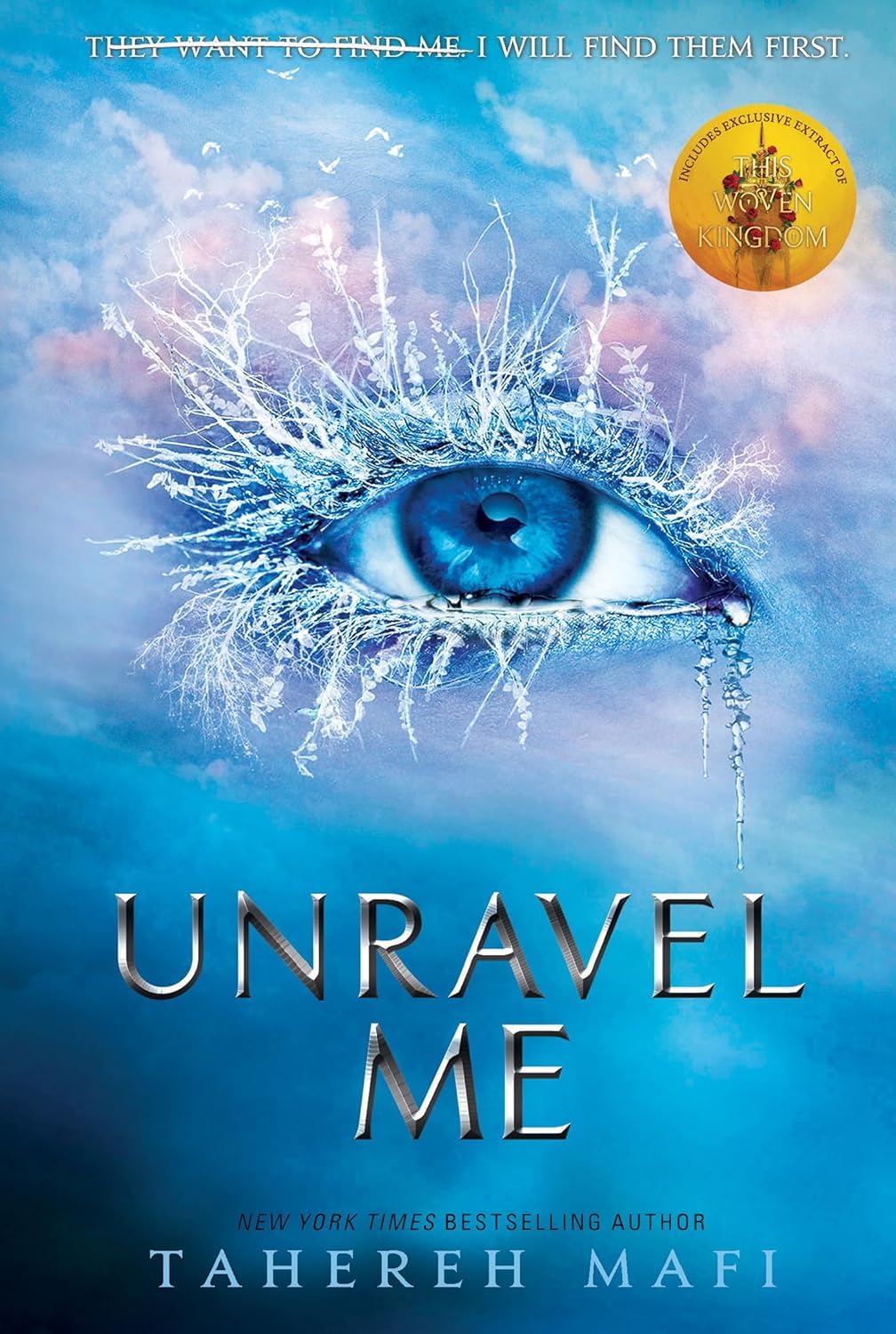 Book cover of 'Unravel Me' with a blue eye and water splashes on a blue background.
