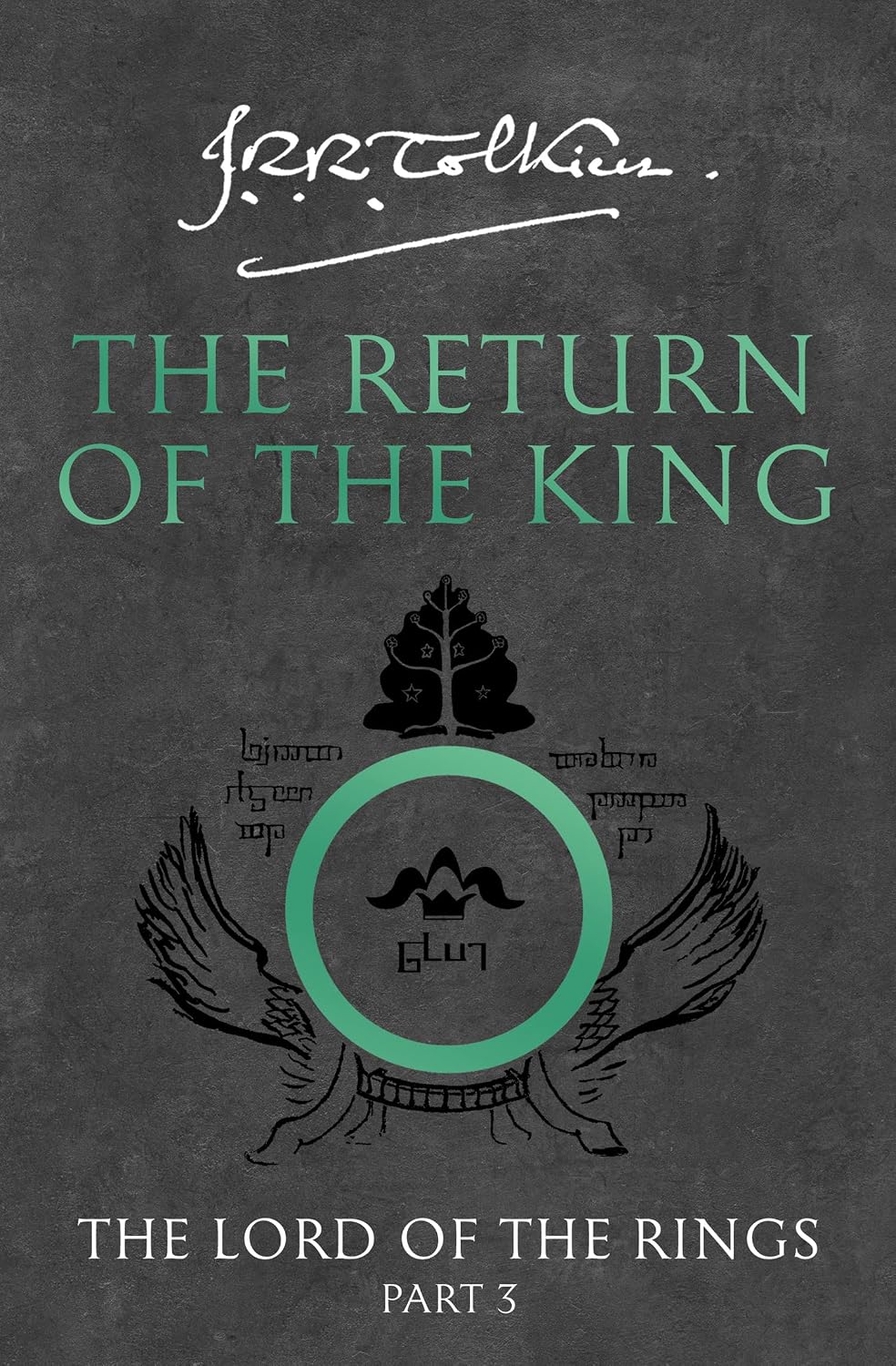 Book cover of 'The Return of the King' by J.R.R. Tolkien with a dark background and emblem.