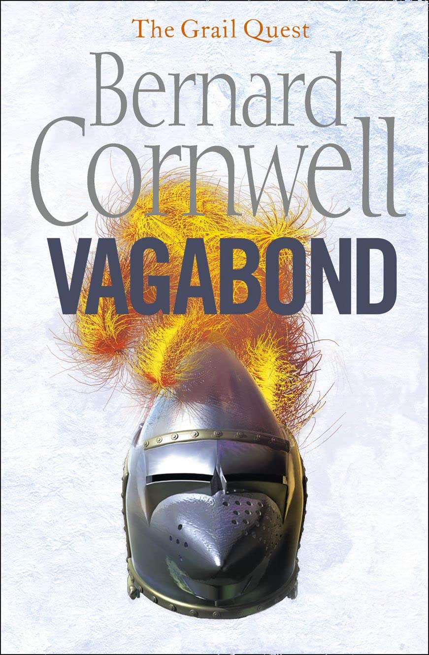 Book cover of 'Vagabond' by Bernard Cornwell featuring a helmet and plume on a light background.